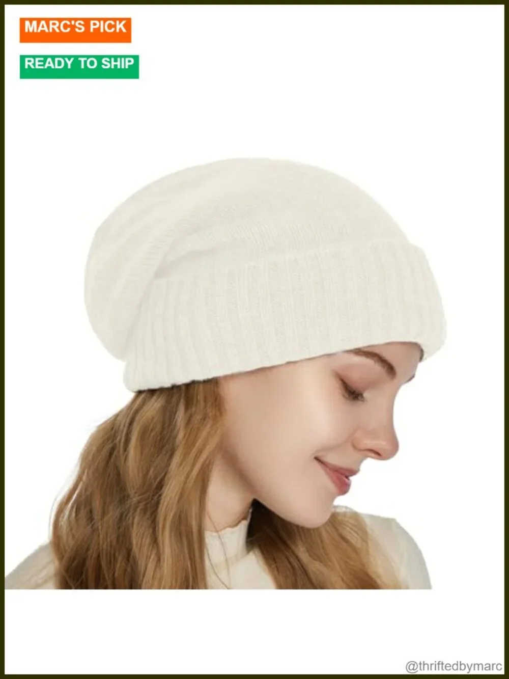 Satin Lined Beanie Women Slouchy Knit Hat Cashmere Wool Blend Hair Friendly